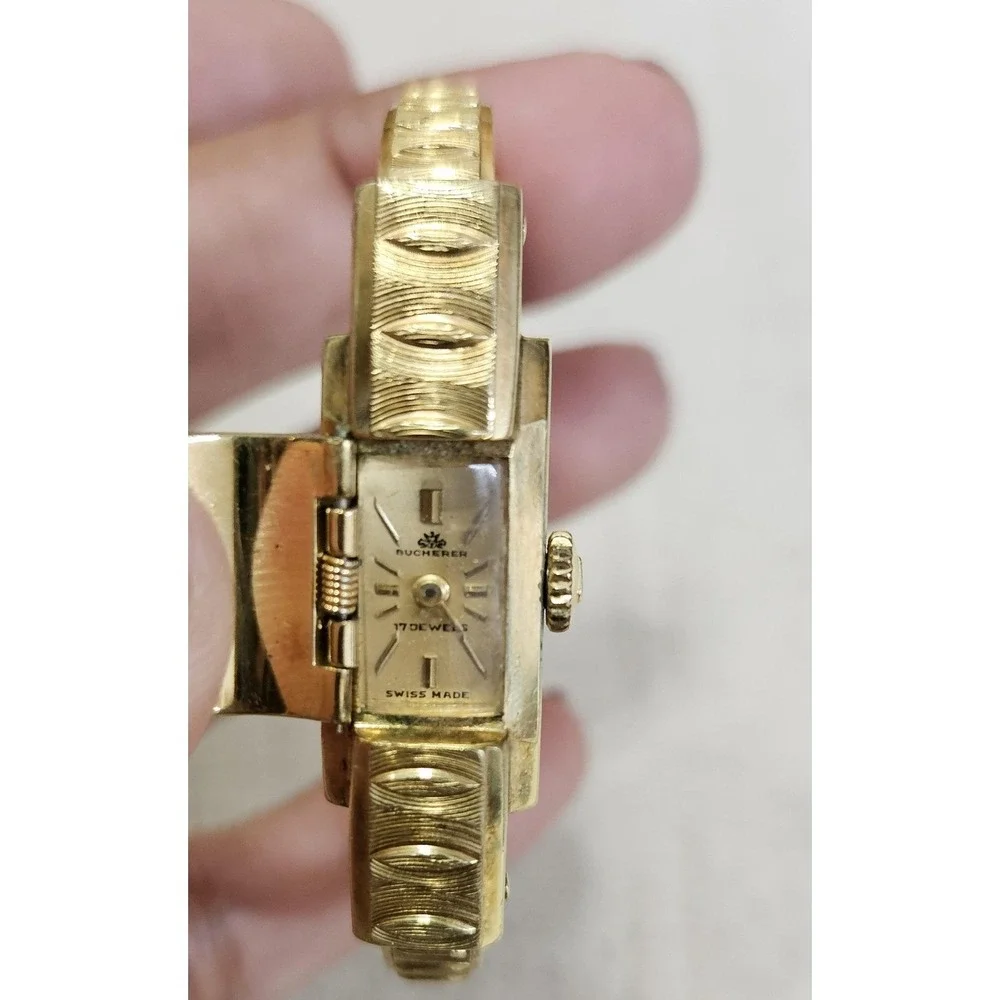 VTG Bucherer Hidden Dial Womens Bangle Bracelet Watch 17 Jewels Swiss UNTESTED